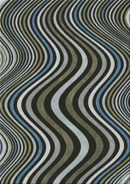 Anna-Veda 13825-sound waves - handmade rug, tufted (India), 24x24 5ply quality